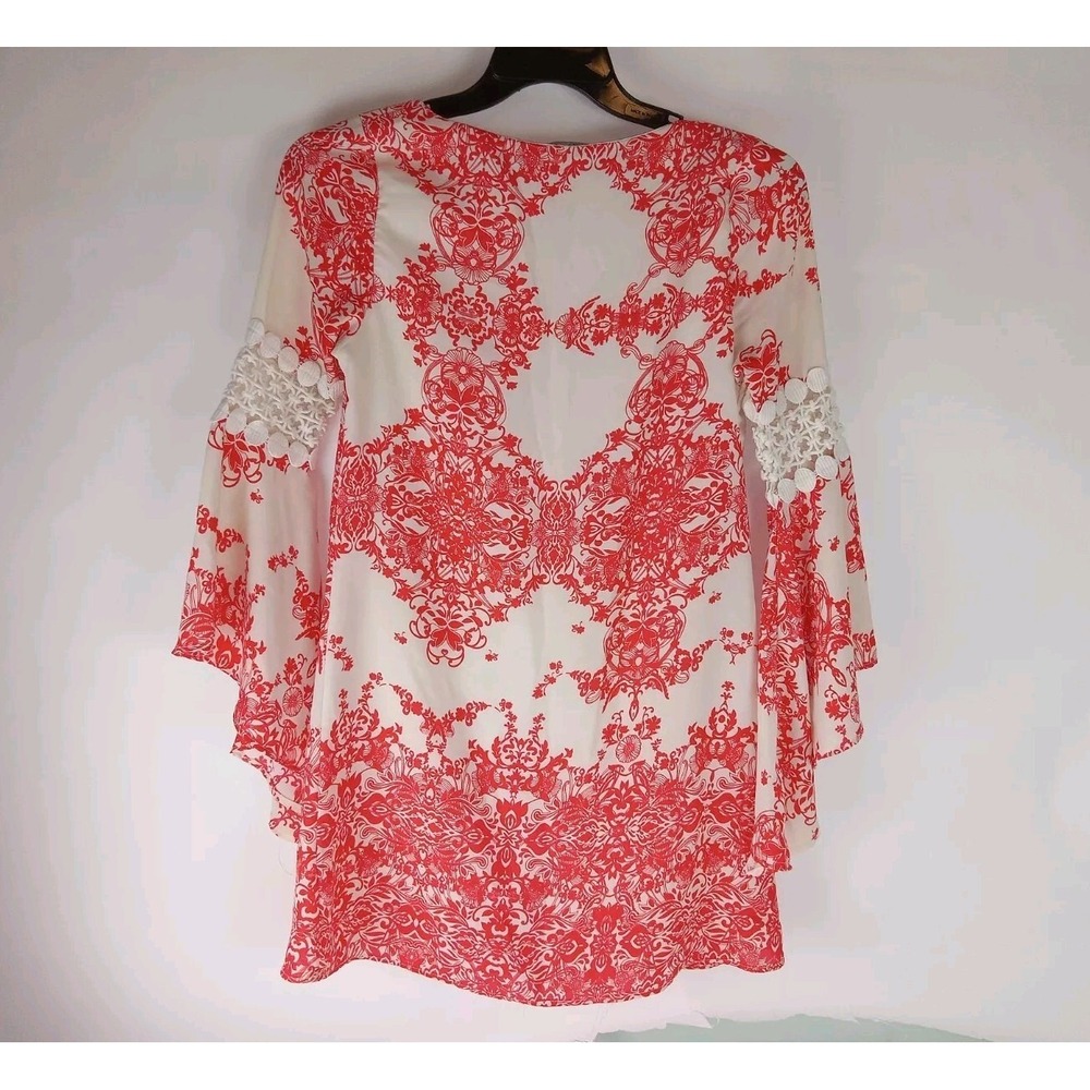 By Together Women's Floral Print Lined Bell Sleeve Blouse Dress size M - Picture 2 of 11